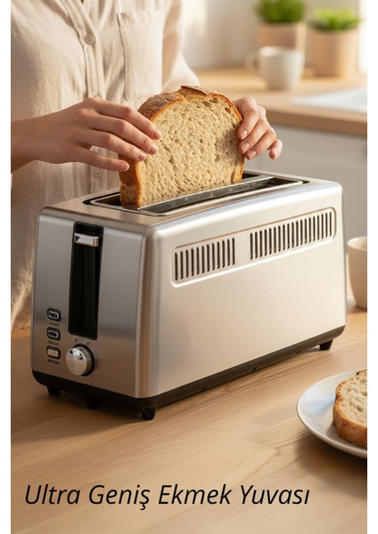 KT-6533 Paslanmaz Çelik Ekmek Kızartma Makinesi | 6 Kademe Ayar, Iptal & Buz Çözme indirimleri