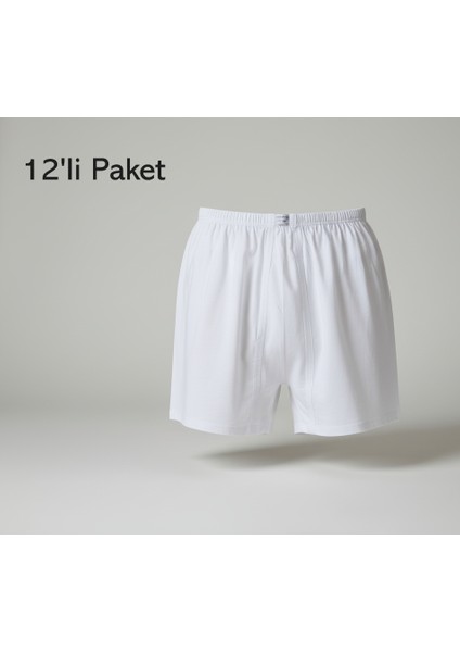Battal Büyük Beden Erkek Arjantin Paçalı Külot 12'li Paket Pamuklu Cotton Beyaz