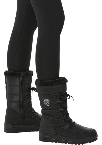 Termal Yünlü Kadın Kar Botu SİYAH