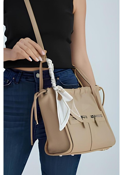 Kadın Omuz Çanta Krem Cepli Yumuşak Deri fiyatları
