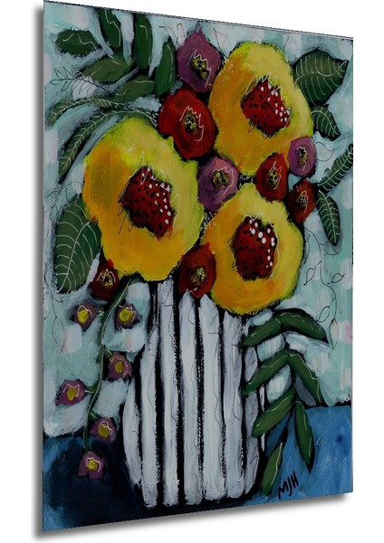 Canlı Yağlı Boya Görünümlü Çiçekler Ahşap Dekoratif Tablo Dikdörtgen Tablo fırsatları