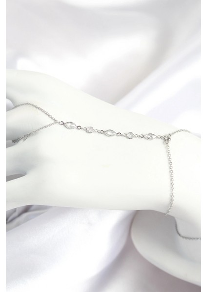 Pirinç Zirkon Taşlı Y Model Gümüş Renk Kadın Şahmeran - TJ-SN692