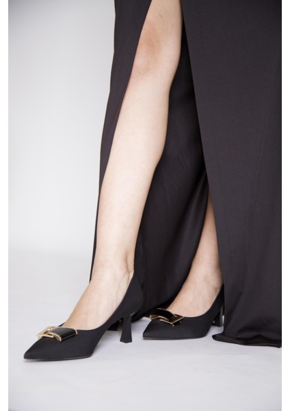 315851140-1 Tekstil Kadın Topuklu Siyah Ayakkab fiyatları