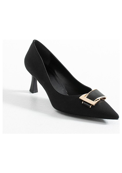 315851140-1 Tekstil Kadın Topuklu Siyah Ayakkab modelleri