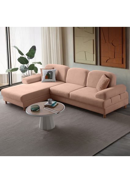 Aries Yataklı Sandıklı Köşe Takımı Pembe Sol Köşe