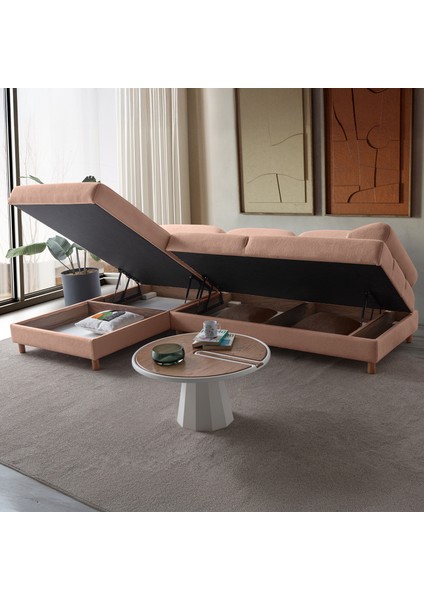 Aries Yataklı Sandıklı Köşe Takımı Pembe Sol Köşe modelleri