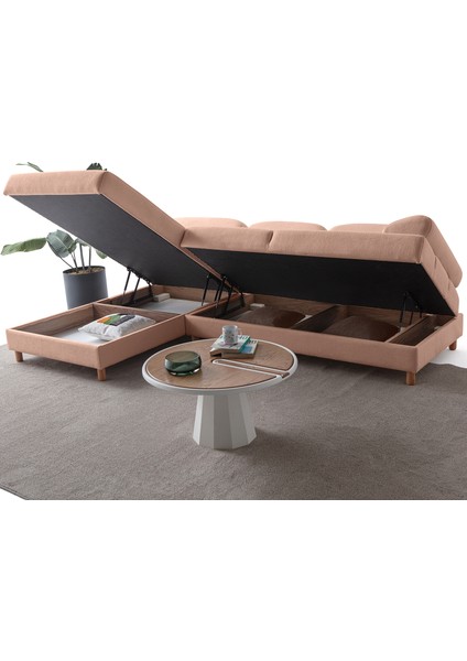 Aries Yataklı Sandıklı Köşe Takımı Pembe Sol Köşe indirimleri