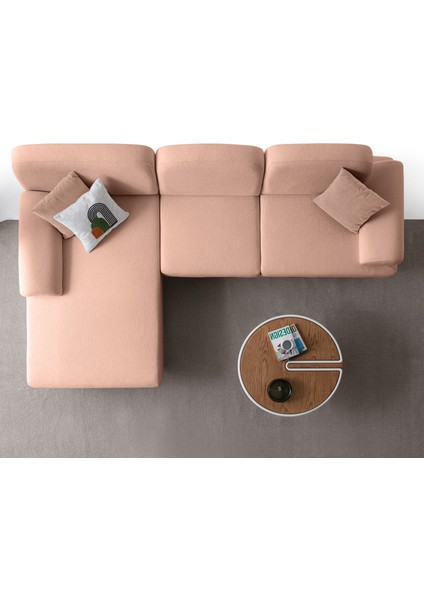 Aries Yataklı Sandıklı Köşe Takımı Pembe Sol Köşe