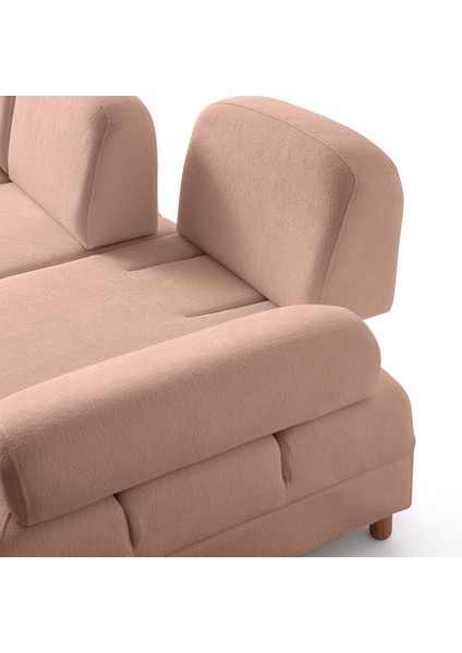 Aries Yataklı Sandıklı Köşe Takımı Pembe Sol Köşe