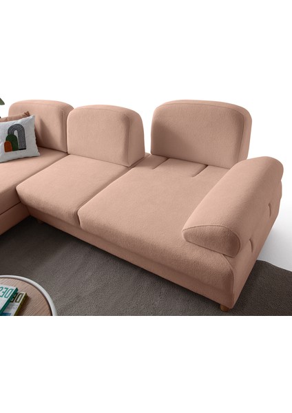 Aries Yataklı Sandıklı Köşe Takımı Pembe Sol Köşe