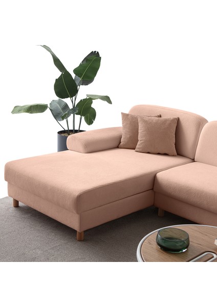 Aries Yataklı Sandıklı Köşe Takımı Pembe Sol Köşe