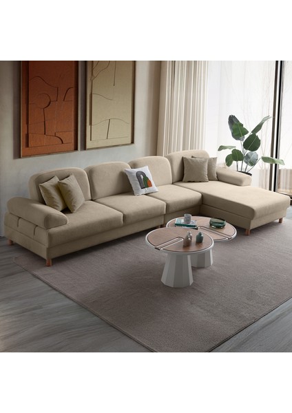 Aries Yataklı Sandıklı Piyonlu Köşe Takımı Sütlü Kahve Sağ Köşe