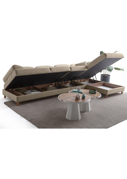 Aries Yataklı Sandıklı Piyonlu Köşe Takımı Sütlü Kahve Sağ Köşe indirimleri