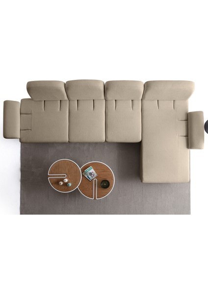 Aries Yataklı Sandıklı Piyonlu Köşe Takımı Sütlü Kahve Sağ Köşe