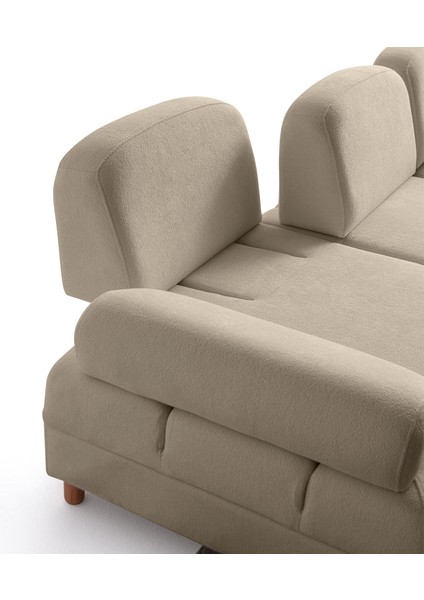 Aries Yataklı Sandıklı Piyonlu Köşe Takımı Sütlü Kahve Sağ Köşe