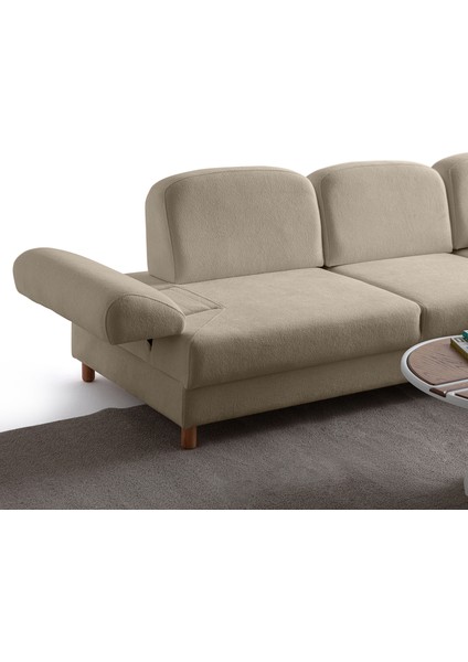 Aries Yataklı Sandıklı Piyonlu Köşe Takımı Sütlü Kahve Sağ Köşe