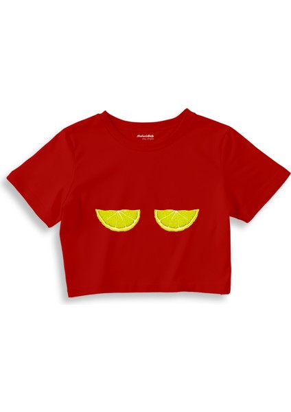 Sour Twins Crop Tişört - Kırmızı