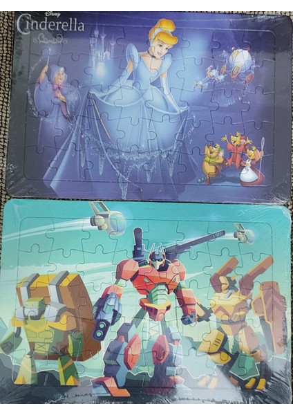 2 Adet Puzzle Yap Boz (33CM*23CM*40PARÇA) (Cinderella/robotlar Figürlü)