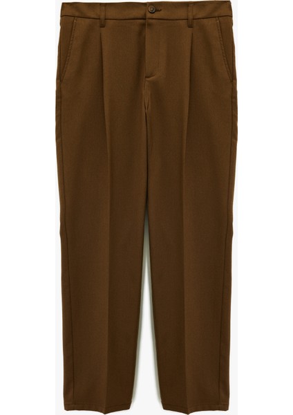 Rahat Kalıp Viskon Karışımlı Cepli Pileli Kumaş Pantolon