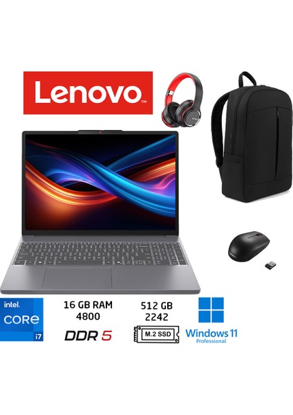 Ideapad Slim 3 Intel Core I7 13620H 16GB 512GB SSD 16"wuxga IPS W11PRO Taşınabilir Bilgisayar 83K2001VTR Duddı Çanta+Mouse+Kulaklık