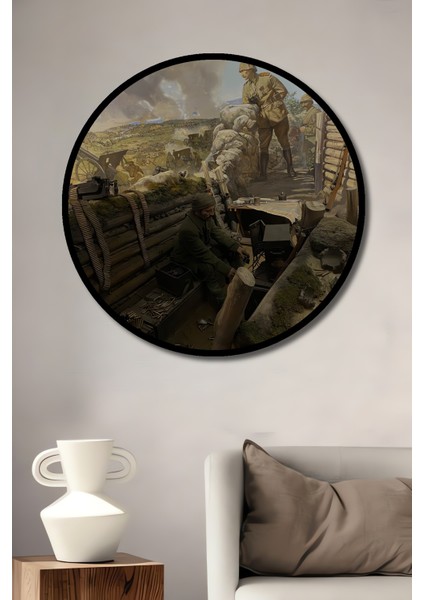 Cesur Siperler Yağlı Boya Görünümlü Ahşap Dekoratif Tablo Yuvarlak Tablo fiyatları