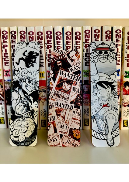 One Piece Kabartmalı 3’lü Kitap Ayracı Seti - Luffy, Gomu Gomu No Mi Devil’s Fruit Lastik Lastik Meyvesi, Wanted - 3 Adet Ayraç