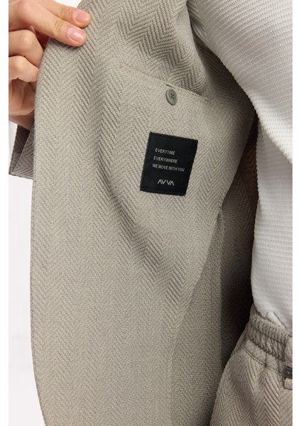 Erkek Gri Mono Yaka Viskon Karışımlı Hafif Bi-Stretch Blazer Comfort Slim Fit Ceket A51Y4011