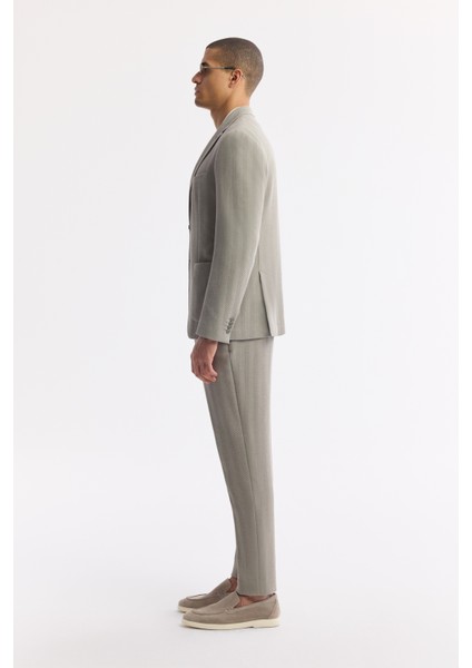 Erkek Gri Mono Yaka Viskon Karışımlı Hafif Bi-Stretch Blazer Comfort Slim Fit Ceket A51Y4011