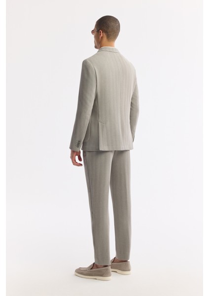 Erkek Gri Mono Yaka Viskon Karışımlı Hafif Bi-Stretch Blazer Comfort Slim Fit Ceket A51Y4011