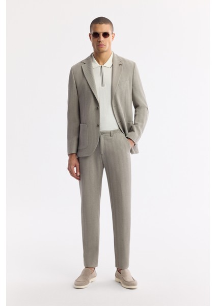 Erkek Gri Mono Yaka Viskon Karışımlı Hafif Bi-Stretch Blazer Comfort Slim Fit Ceket A51Y4011