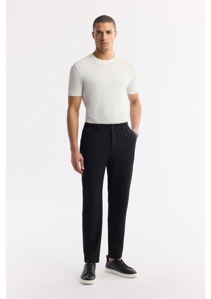 Erkek Siyah Yan Cepli Beli Lastikli Bi-Stretch Comfort Slim Fit Pantolon A51Y3211