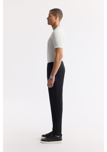Erkek Siyah Yan Cepli Beli Lastikli Bi-Stretch Comfort Slim Fit Pantolon A51Y3211
