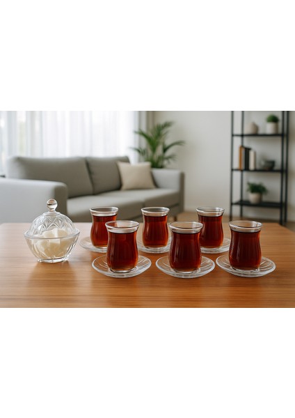 13 Parça Set Çay Bardağı-Altlık-Şekerlik Kombini
