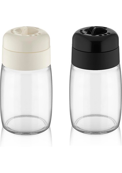 2 Li Tuzluk Biberlik Qlux C-00201 Cam Tuzluk Biberlik Baharatlık Seti 100 ml 3 Ayarlı Kapak Bpa Içermez