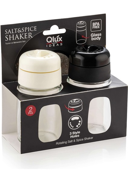 2 Li Tuzluk Biberlik Qlux C-00201 Cam Tuzluk Biberlik Baharatlık Seti 100 ml 3 Ayarlı Kapak Bpa Içermez modelleri