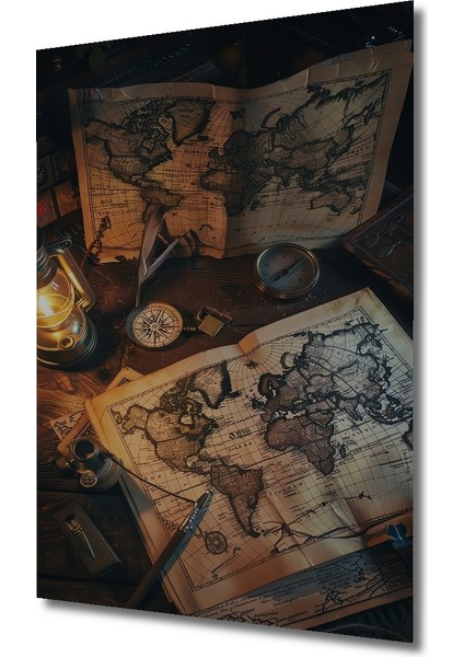 Antika Dünya Haritası Yağlı Boya Görünümlü Ahşap Dekoratif Tablo Dikdörtgen Tablo modelleri