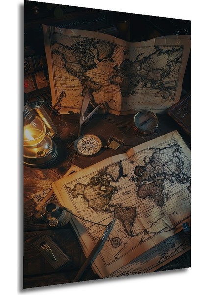 Antika Dünya Haritası Yağlı Boya Görünümlü Ahşap Dekoratif Tablo Dikdörtgen Tablo fırsatları