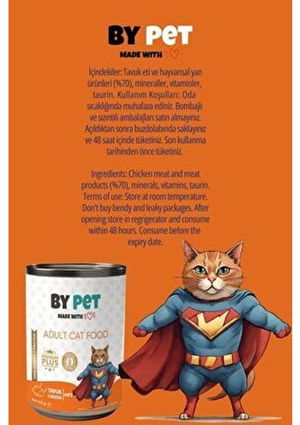 Yetişkin Kediler Için Tavuk Etli Konserve Yaş Mama 415 gr x 12 Adet indirimleri