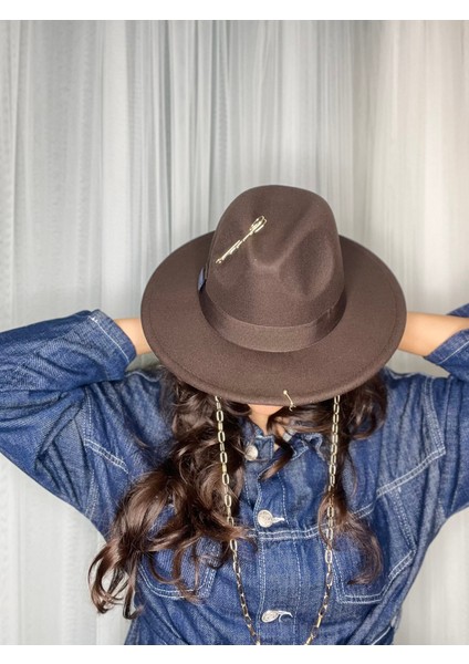 Tasarım Aksesuarlı Panama Fötr Şapka