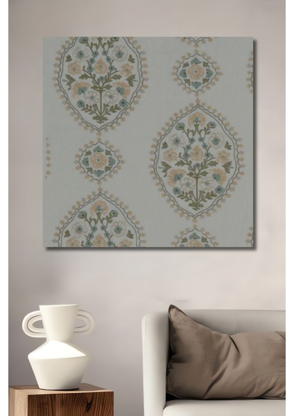 Osmanlı Çiçek Desenli Yağlı Boya Görünümlü Dekoratif Ahşap Tablo Dikdörtgen Tablo