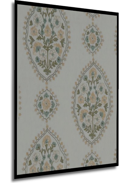 Osmanlı Çiçek Desenli Yağlı Boya Görünümlü Dekoratif Ahşap Tablo Dikdörtgen Tablo