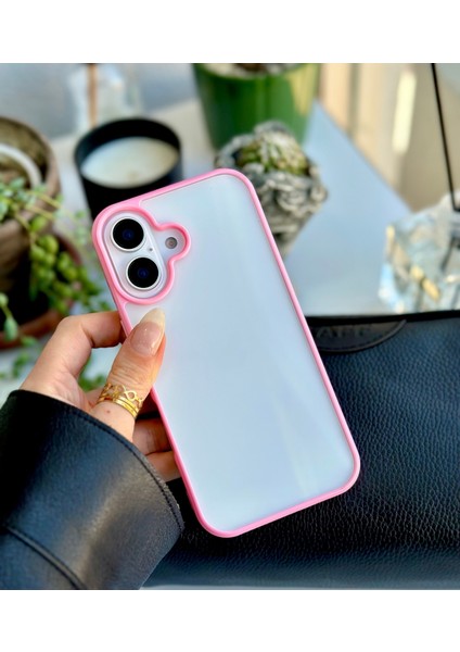 Iphone 16 Uyumlu Kenarı Renkli Arkası Parlak Silikon Kılıf