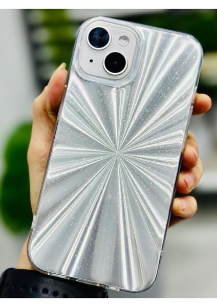 Iphone 13 - 14 - 15 Uyumlu Gümüş Prizma Model Silikon Kılıf