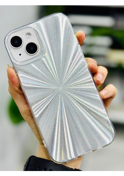 Iphone 13 - 14 - 15 Uyumlu Gümüş Prizma Model Silikon Kılıf modelleri