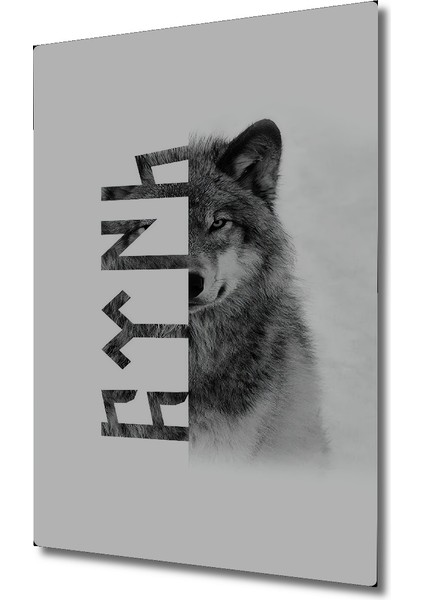 Bozkurt ve Göktürkçe Yazılı Kara Kalem Görünümlü Ahşap Dekoratif Tablo Dikdörtgen Tablo modelleri