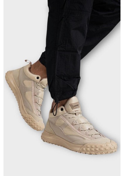 Deri Görünümlü Erkek Trekking & Outdoor Bot Ayakkabı Bej