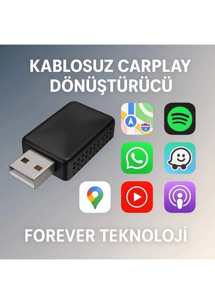 Kablosuz Carplay & Android Auto Adaptörü - Apple ve Android Cihazlar Için Evrensel Wireless Carplay Çevirici ( Lisinya ) fırsatları