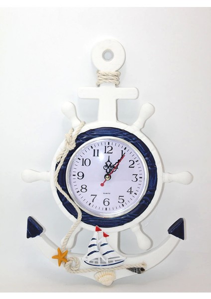 Ahşap Marin Duvara Asmalı Dümenli Saat ALK2446 - Lisinya