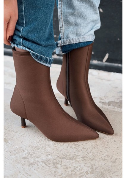 Orvex Kadın Dalgıç Ince Topuklu Bot Acı Kahve