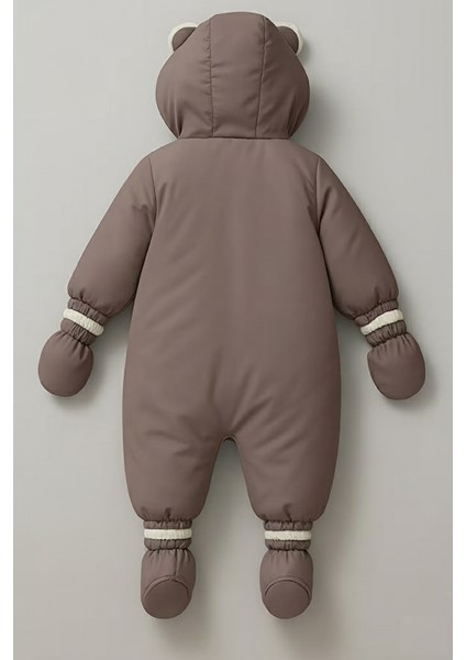 Sevimli Bear Soft Kumaş Içi Kürklü-Kapüşonlu-Cepli-Su Itici Bebek-Çocuk Astronot-Kozmonot Tulum modelleri